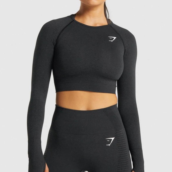 Gymshark Tops - Gymshark Vital Seamless Long Sleeve Crop Top Black